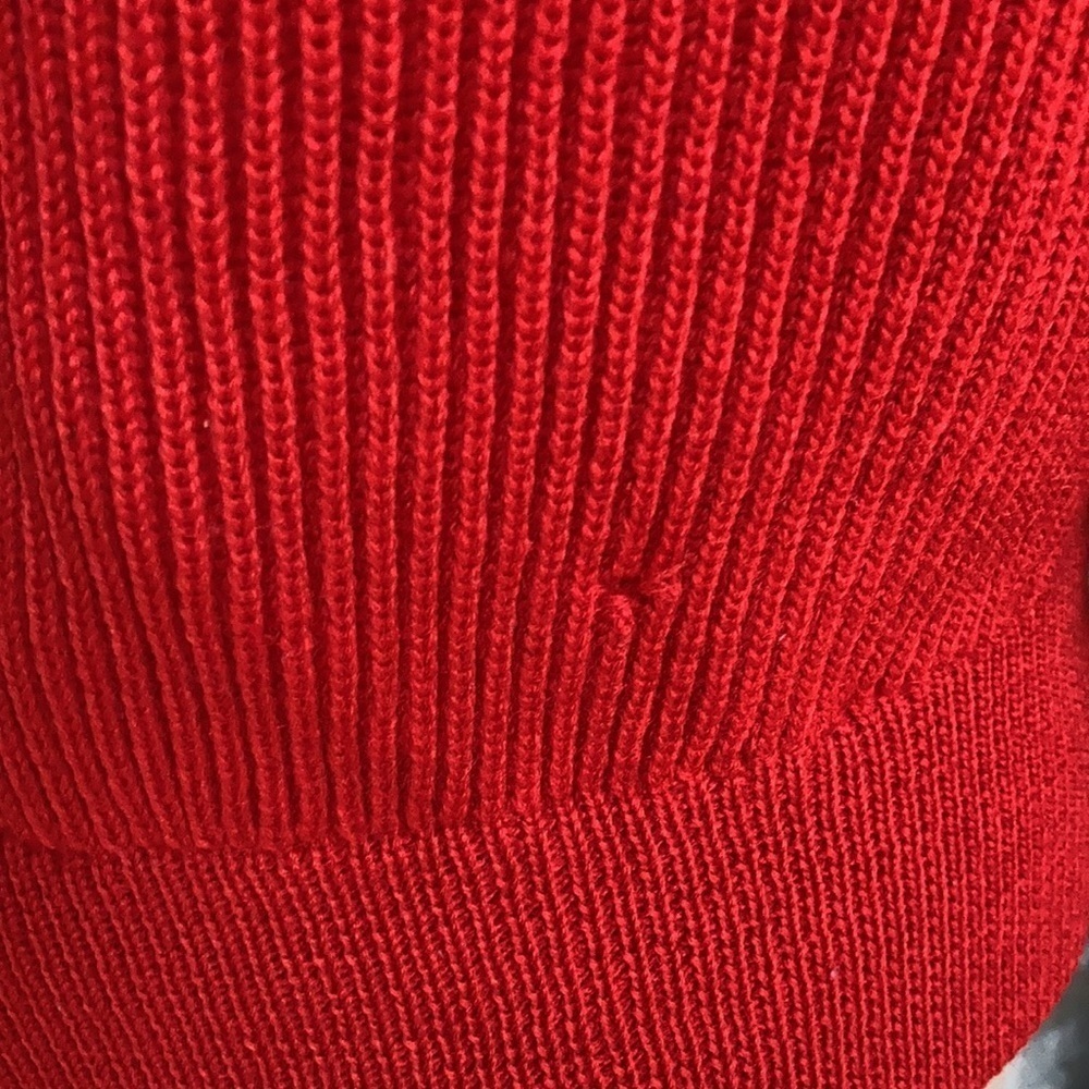 Vintage Obermeyer red zip cardigan sweater w black trim 100% wool grandma core - Picture 12 of 16